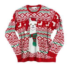 Ugly Christmas Sweater Vintage Llama Winter Red Green White Plus Size XXL